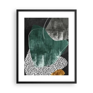 Poster in een zwarte lijst - Kleurrijke abstractie met bladgoud - 40x50 cm