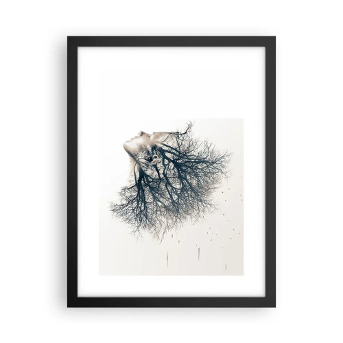 Poster in een zwarte lijst - Luisteren naar het gefluister van bomen - 30x40 cm