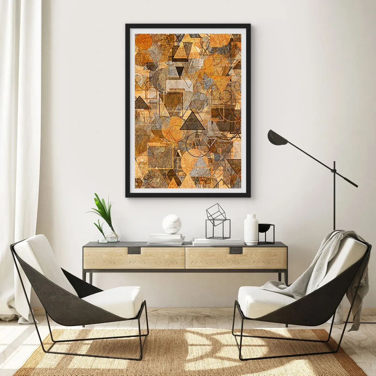 Poster in een zwarte lijst - De wereld in vorm - 40x50 cm
