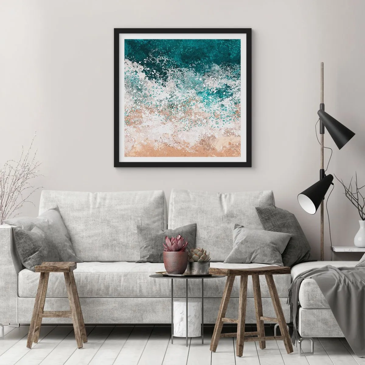 Poster in een zwarte lijst - Zeeverhalen - 40x40 cm