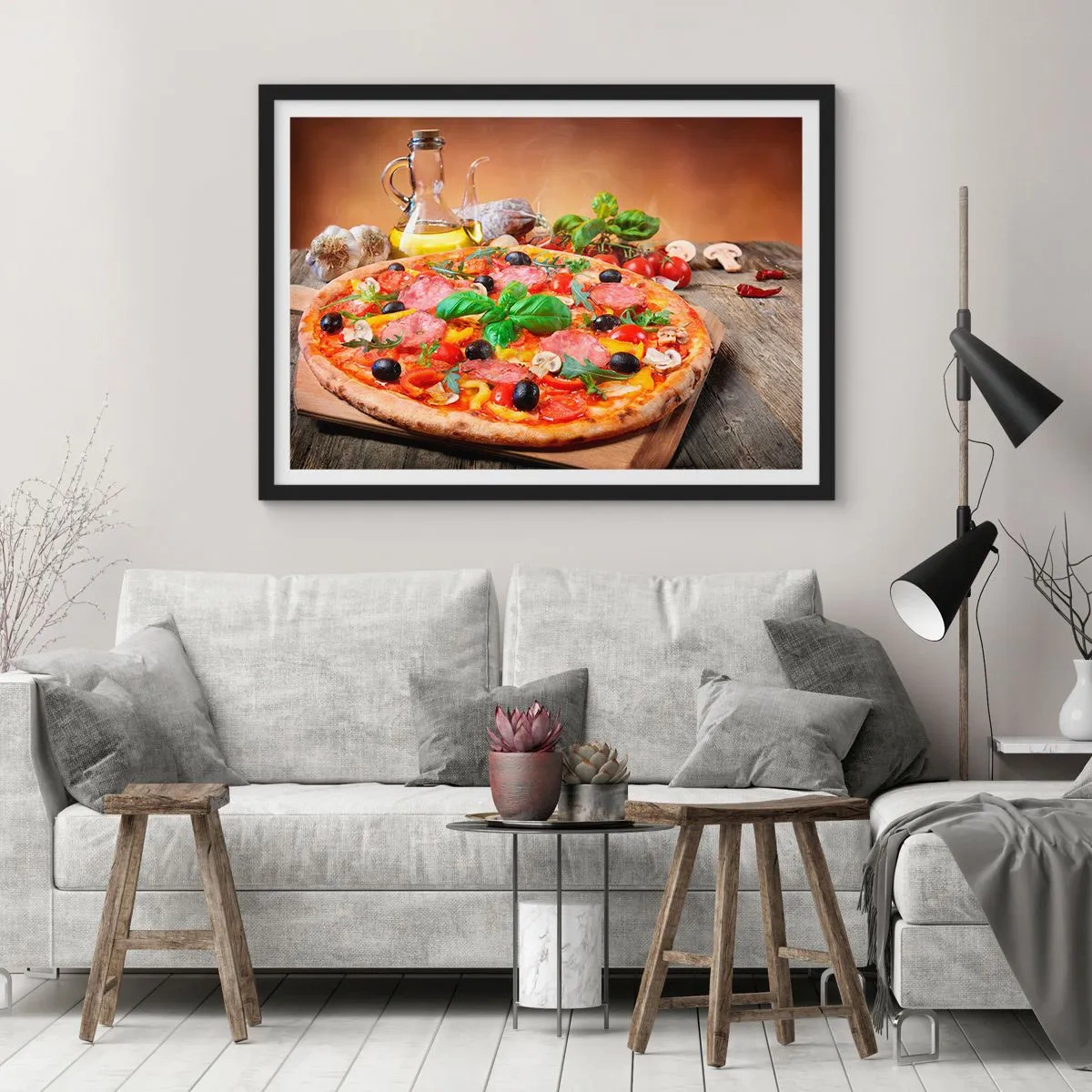 Poster in een zwarte lijst - Met echte Italiaanse smaak - 100x70 cm