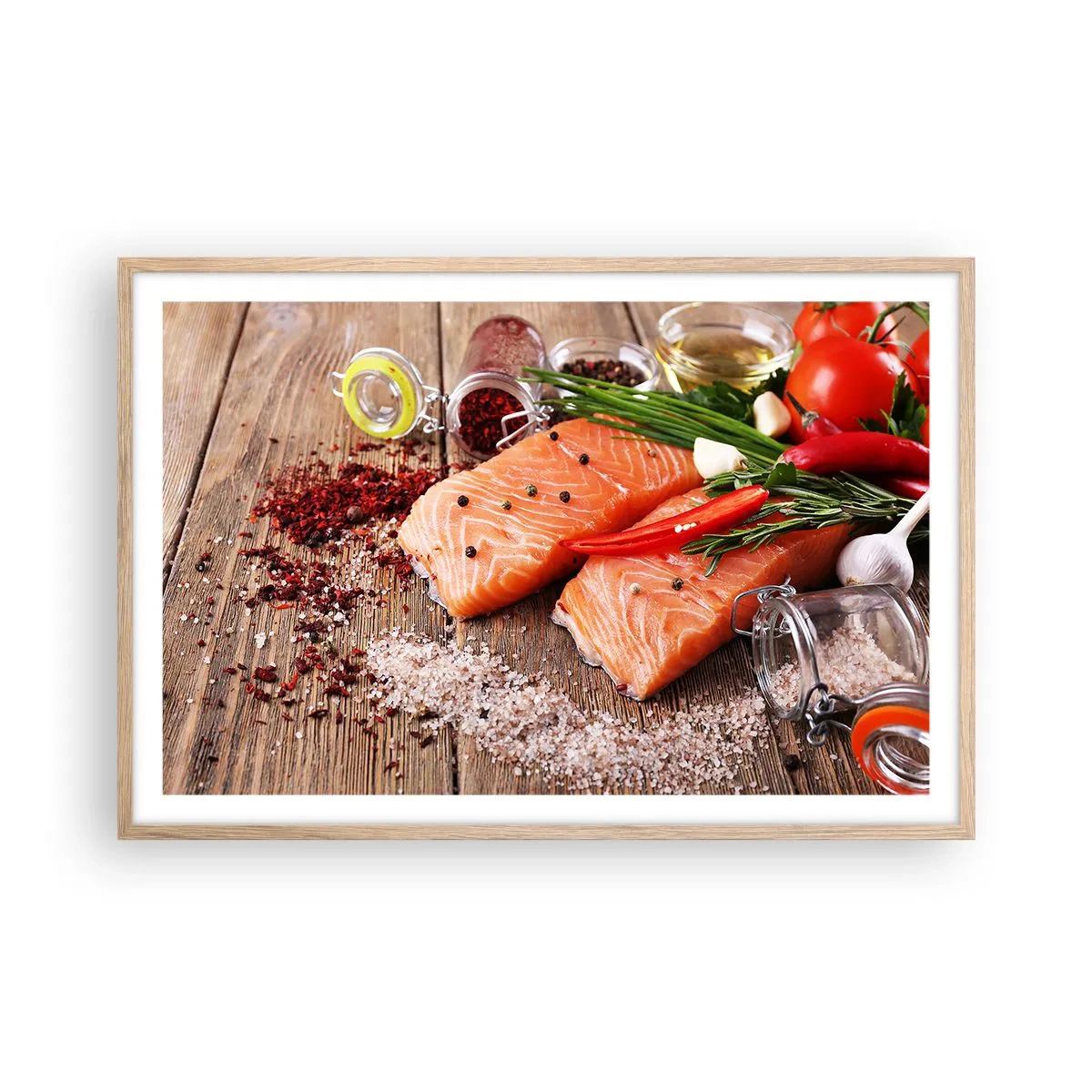 Een poster in een licht eiken lijst - Noors avontuur in de keuken - 91x61 cm