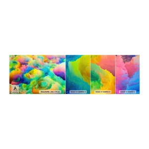 Fotobehang Monster Zelfklevend Deluxe Sticker - Regenboog dons - Abstractie, Deel, Pastelkleuren - 100x30 cm