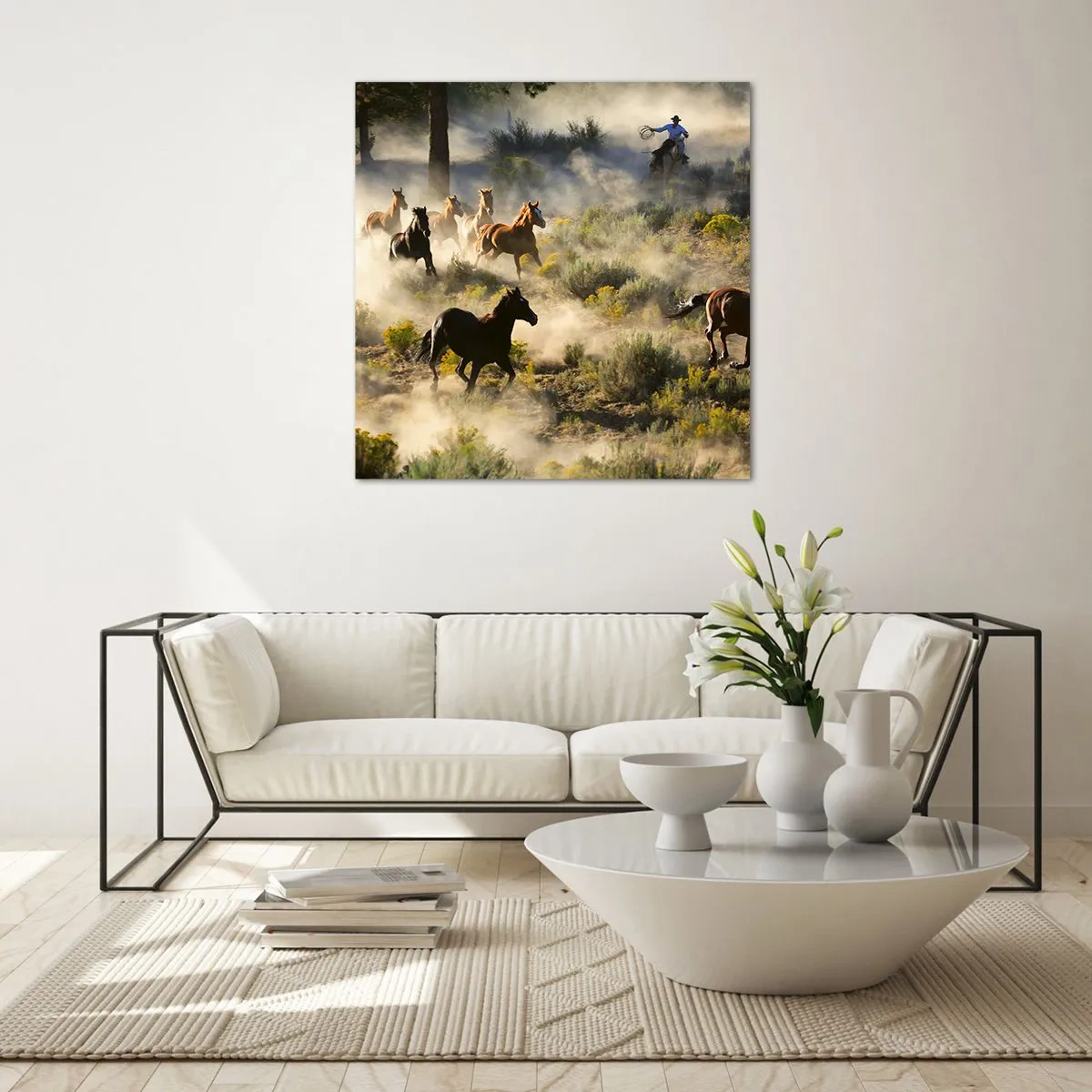 Schilderen op glas - Rivaliteit - vrijheid of mannelijke kracht? - 30x30 cm