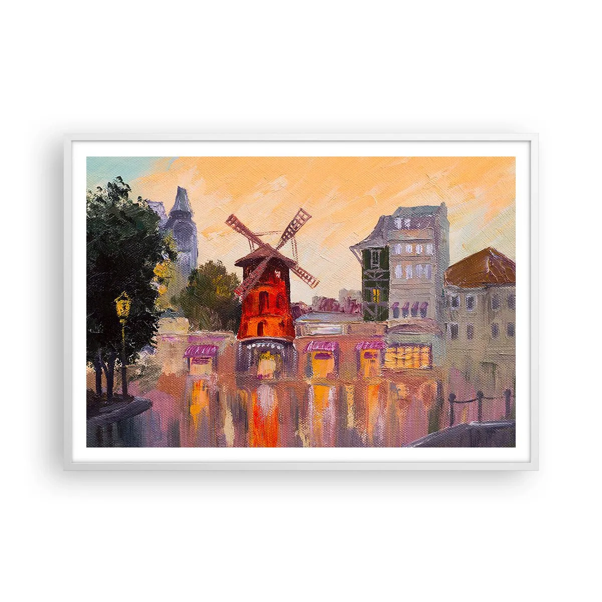 Poster in een witte lijst - Parijse iconen – Moulin Rouge - 100x70 cm