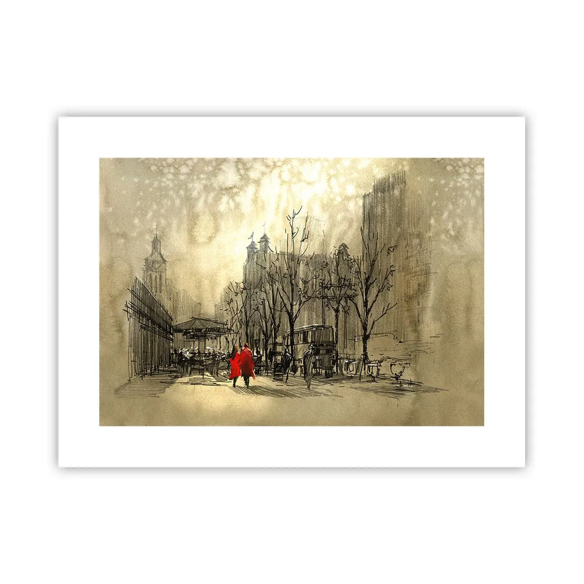 Poster - Een date in de Londense mist - 40x30 cm