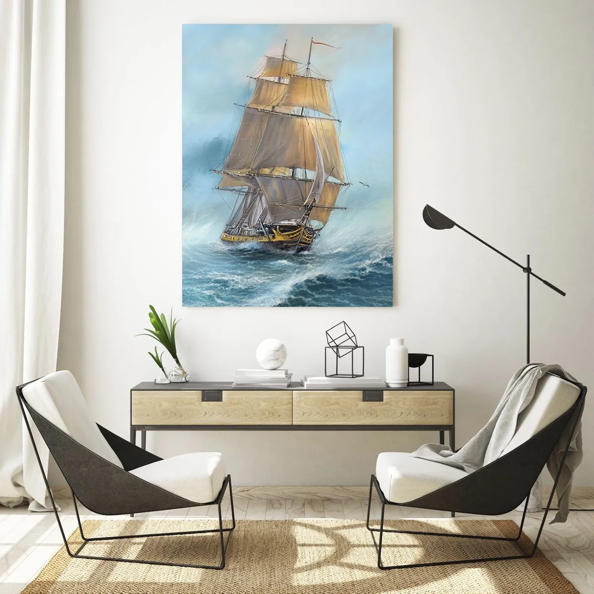 Schilderen op glas - Haasten over de golven - 50x70 cm
