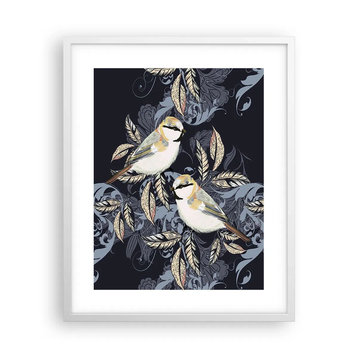 Poster in een witte lijst - Geel-blauwe triller - 40x50 cm