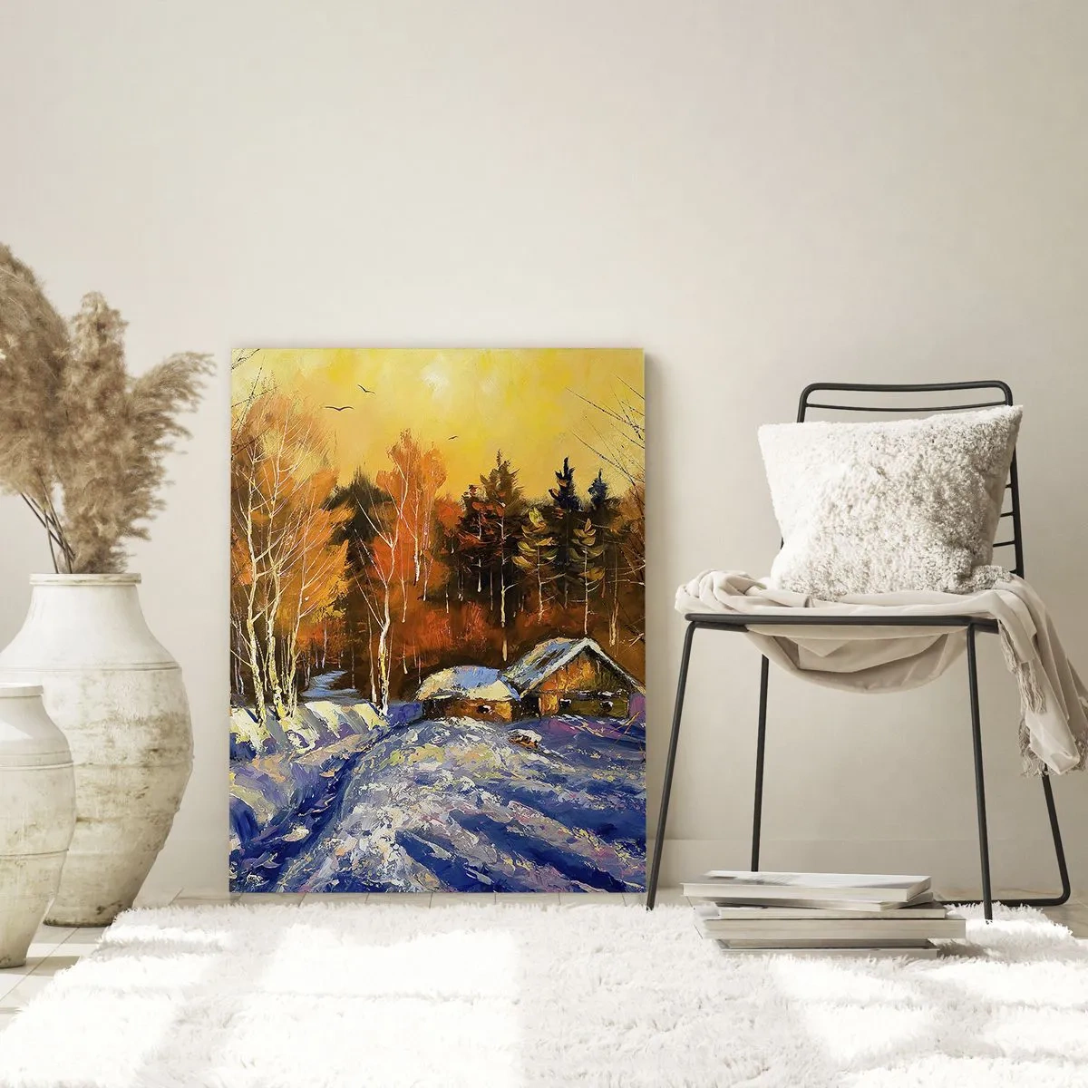 Schilderen op glas - Winter impressie in de zon - 50x70 cm