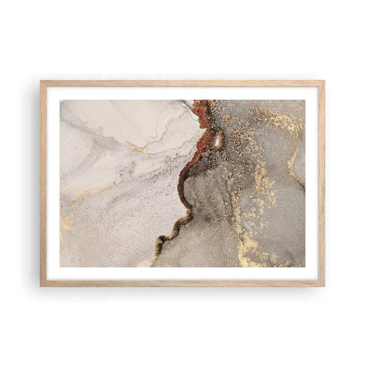 Een poster in een licht eiken lijst - Op de grens van kleuren - 70x50 cm