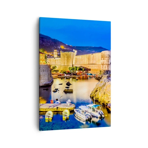 Schilderen op canvas - Verlichte nacht aan de Adriatische Zee - 50x70 cm