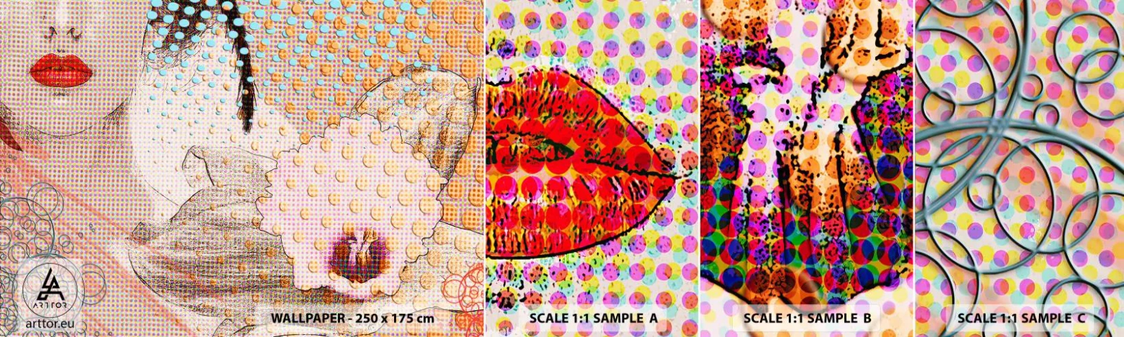 Fotobehang Monster Zelfklevend Deluxe Sticker - Stripboek heroïne - Abstractie, Het gezicht van de vrouw, Deel - 100x30 cm