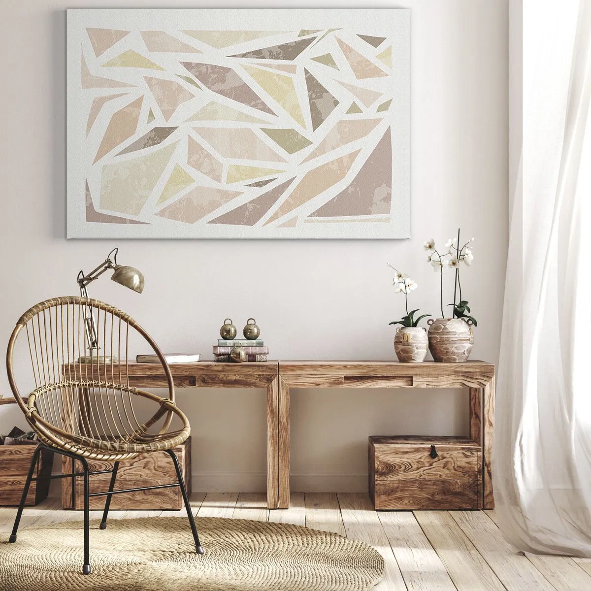 Schilderen op canvas - Gebrandschilderd glas compositie - 120x80 cm