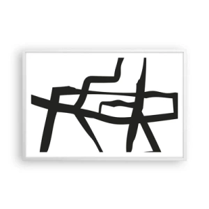 Poster in een witte lijst - Zwart-wit ontwerp - 91x61 cm