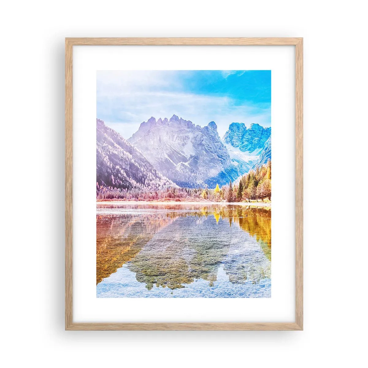 Een poster in een licht eiken lijst - En het is al herfst in de bergen - 40x50 cm
