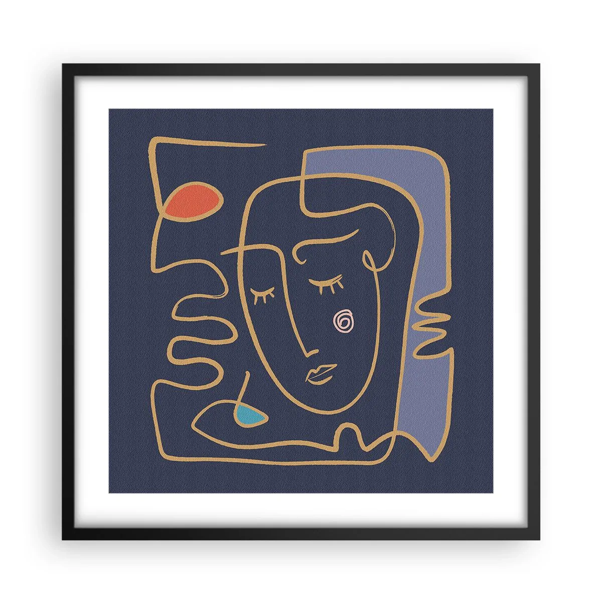 Poster in een zwarte lijst - In nadenken - 50x50 cm