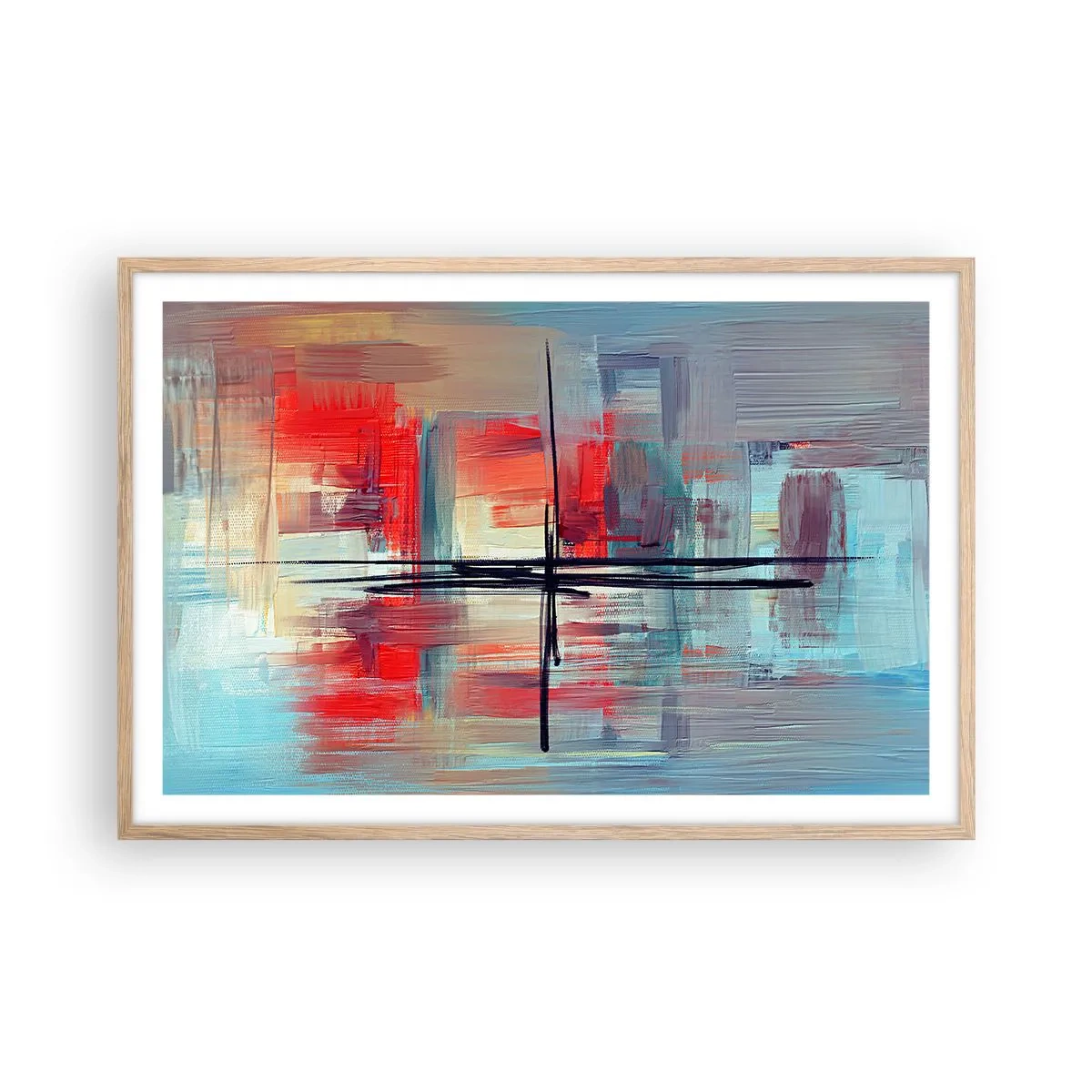Een poster in een licht eiken lijst - Een landschap in een onbekende dimensie - 91x61 cm