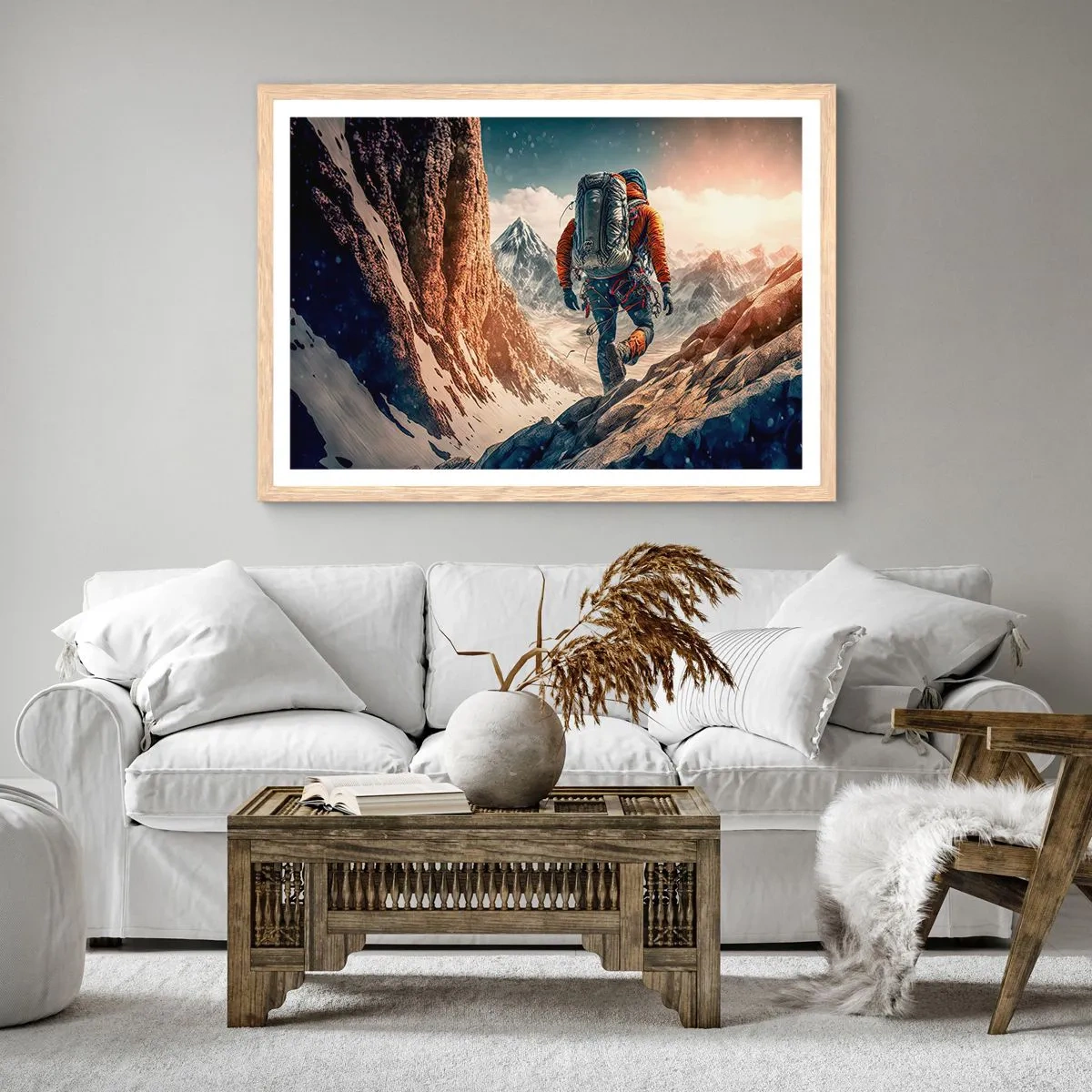 Een poster in een licht eiken lijst - Eenzame strijder - 100x70 cm