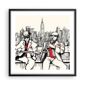 Poster in een zwarte lijst - Improvisatie van New York - 50x50 cm