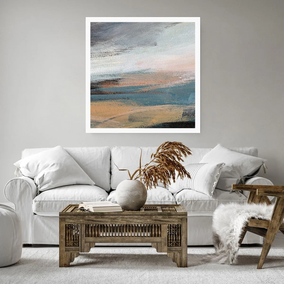 Poster - Abstractie: noordelijk landschap - 60x60 cm