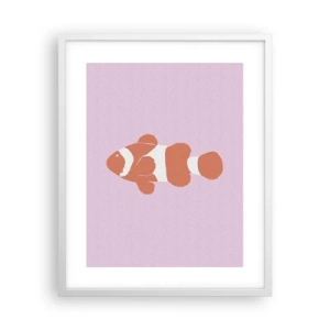 Poster in een witte lijst - In koraal dat bij haar gezicht en staart past - 40x50 cm