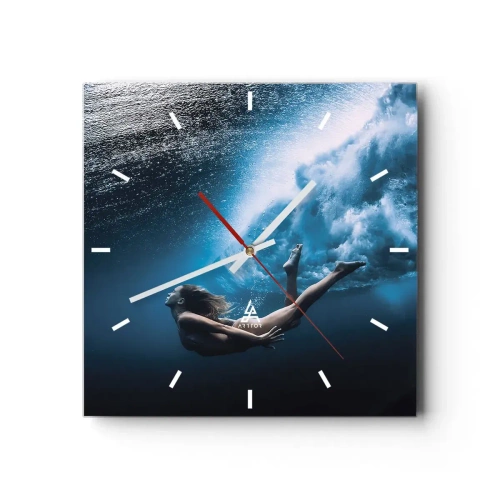 Wandklok - Klok - Een moderne zeemeermin - 30x30 cm