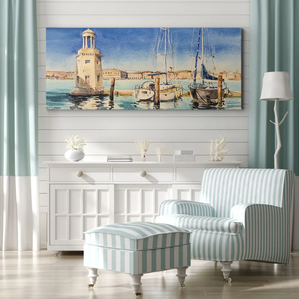 Schilderen op canvas - Zonnige lagune - 100x40 cm