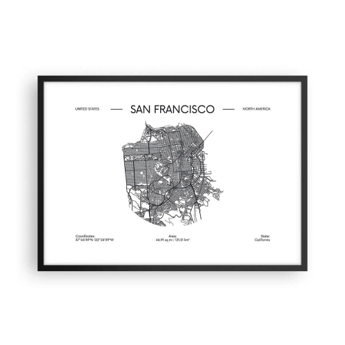Poster in een zwarte lijst - Anatomie van San Francisco - 70x50 cm