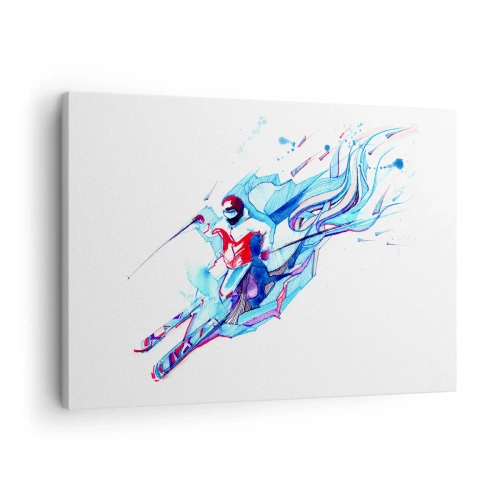 Schilderen op canvas - Abstracte ruiter in dynamische kleuren - 70x50cm - Gekke rush van vreugde - Moderne wanddecoratie voor woonkamer en slaapkamer ARTTOR