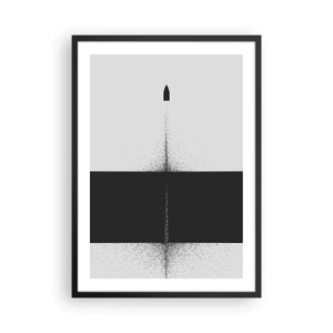 Poster in een zwarte lijst - Minimalistische abstractie met een raket op een gespleten achtergrond - 50x70cm - Rechtstreeks naar het doel - Moderne wanddecoratie voor woonkamer en slaapkamer ARTTOR