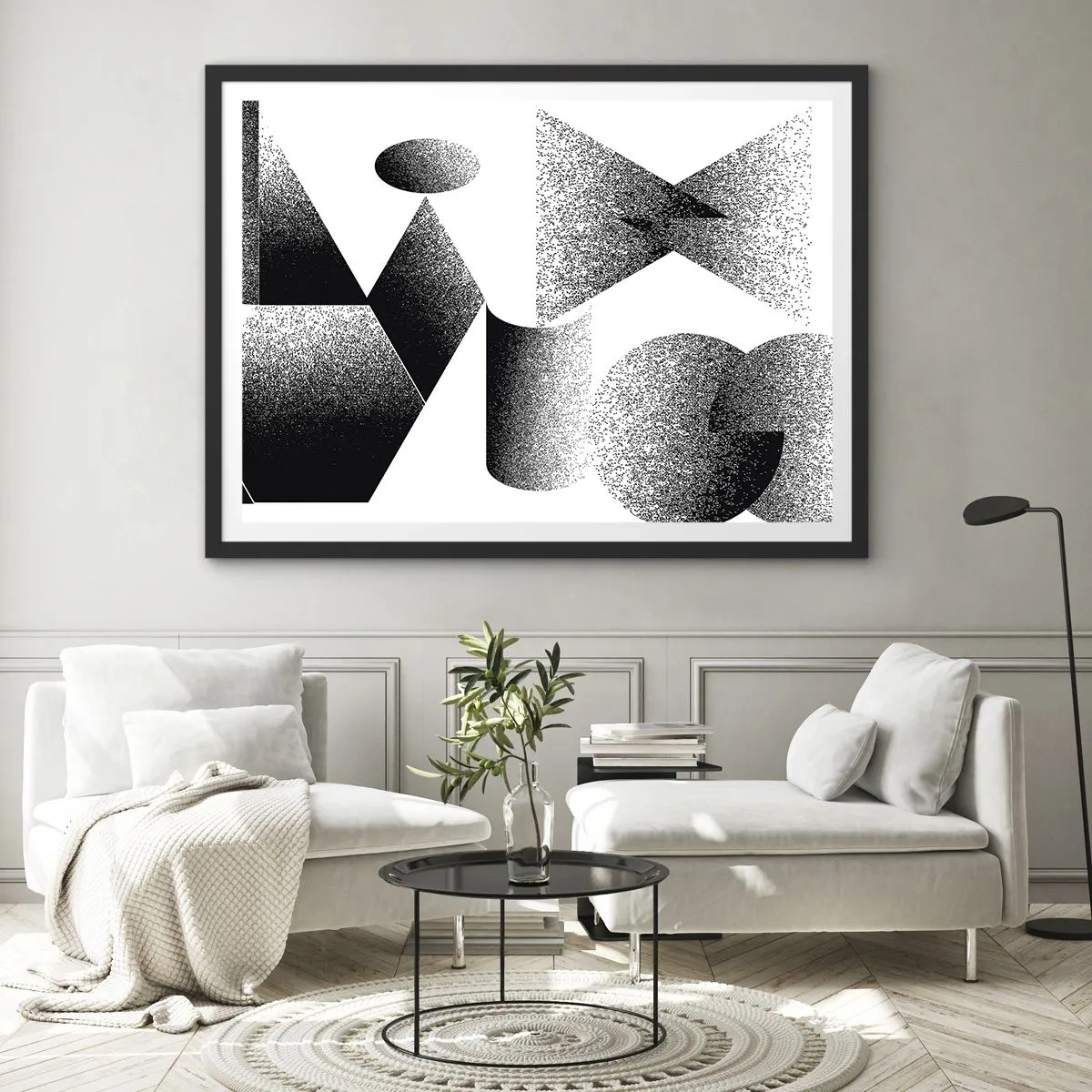 Poster in een zwarte lijst - Hoeken en ovalen - 70x50 cm