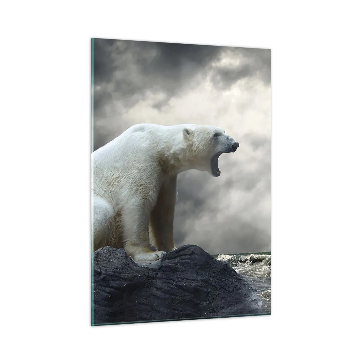 Schilderen op glas - Een eenzame koning van de Noordpool - 50x70 cm