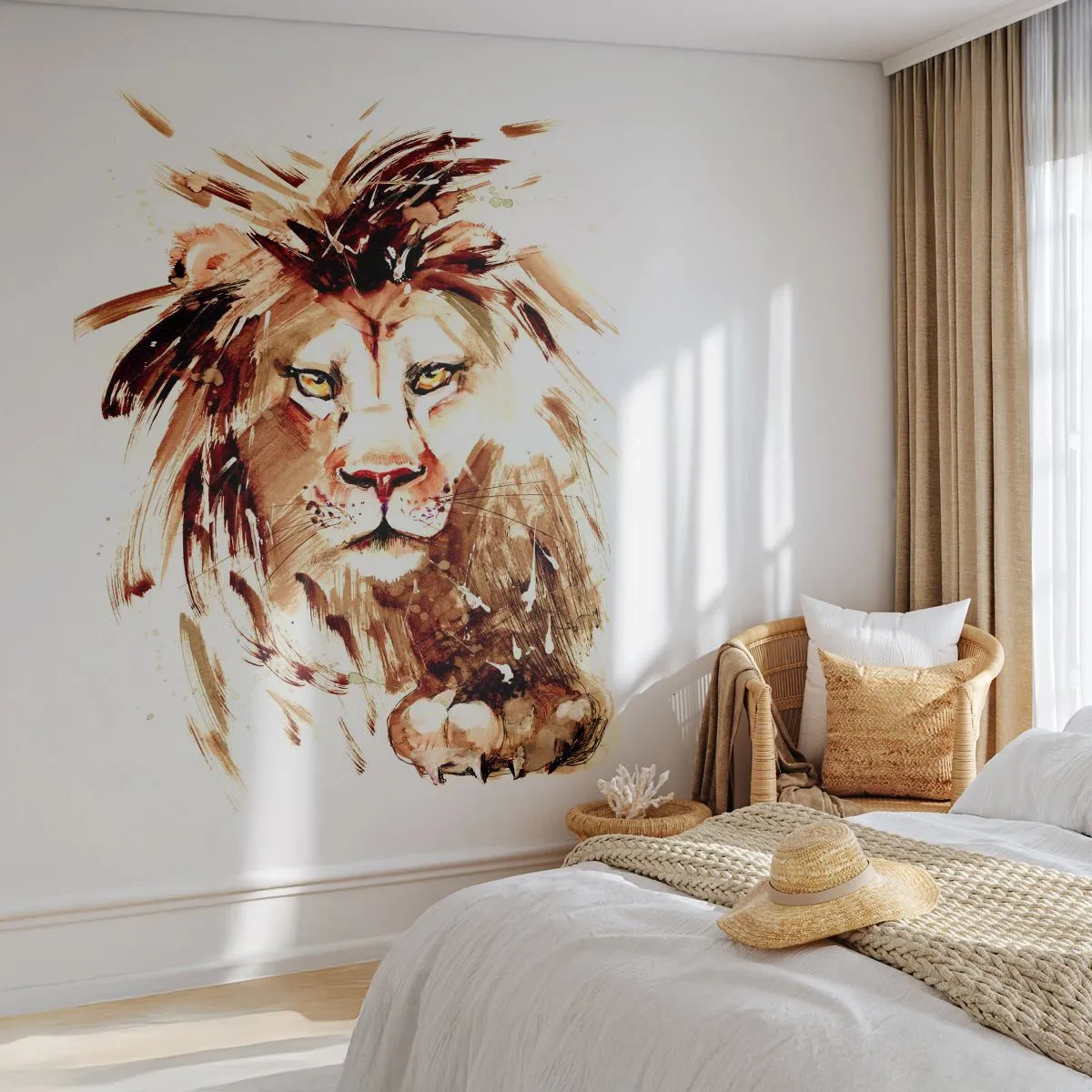 Zelfklevend Fotobehang Deluxe Sticker - Kracht en waardigheid - Dieren, Leeuw, Abstractie - 250x175 cm