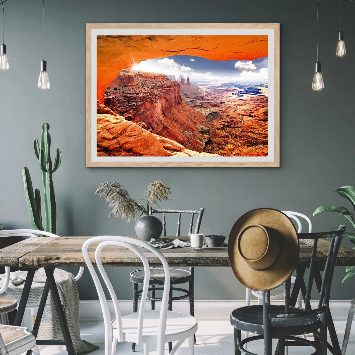 Een poster in een licht eiken lijst - Door de natuur zelf gebeeldhouwd - 100x70 cm