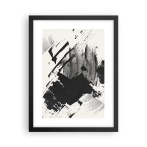 Poster in een zwarte lijst - Abstractie – expressie van zwart - 30x40 cm
