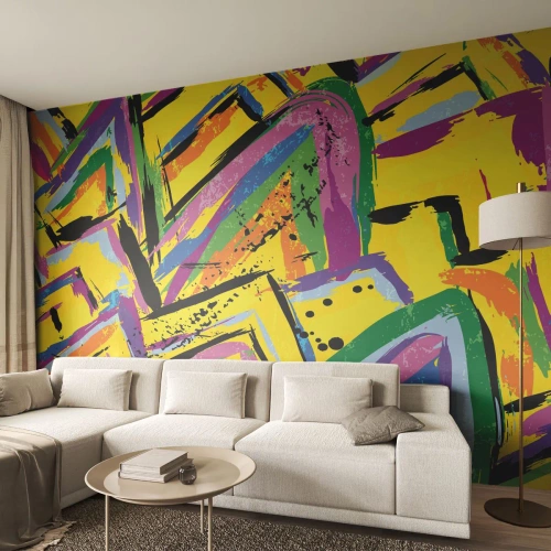 Zelfklevend Fotobehang Deluxe Sticker - Tot ze schreeuwt van vreugde - Abstractie, Deel, Schilderen - 450x315 cm