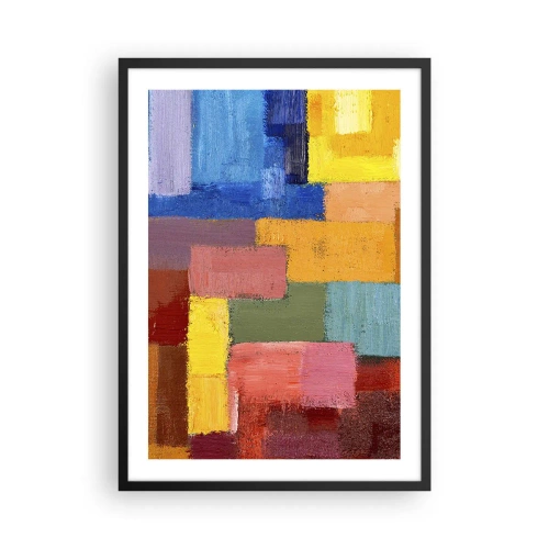 Poster in een zwarte lijst - Abstracte kleurrijke rechthoeken in een harmonieuze compositie - 50x70cm - Elk is anders, allemaal kleurrijk - Moderne wanddecoratie voor woonkamer en slaapkamer ARTTOR