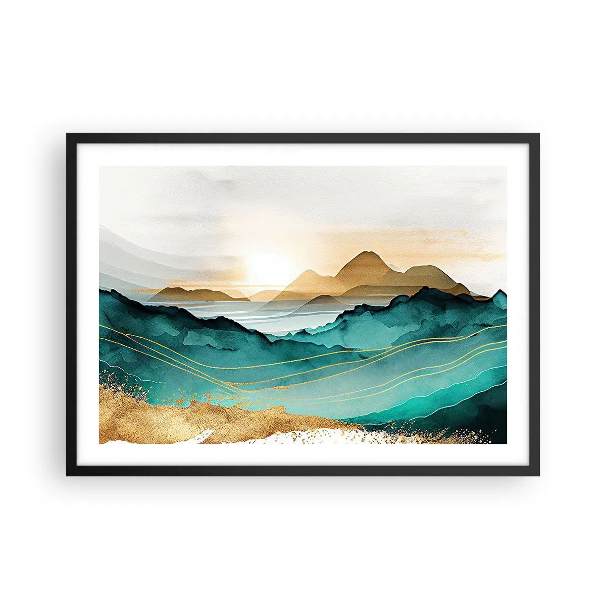 Poster in een zwarte lijst - Op de rand van abstractie – landschap - 70x50 cm