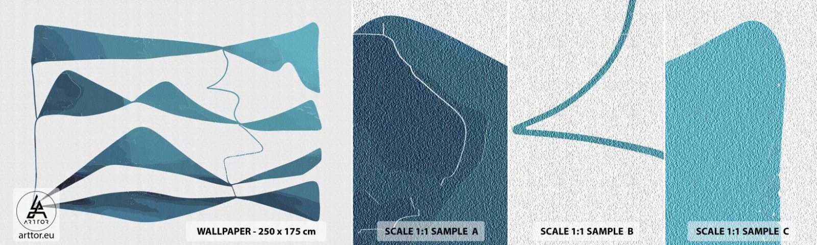 Fotobehang Staaltje Standard Eco - Abstractie: turquoise verbinding - Minimalisme, Elementen, Abstractie - 100x30 cm