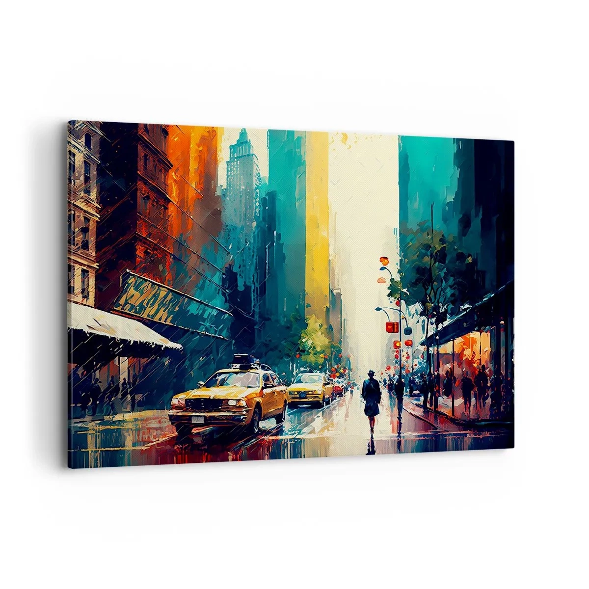 Schilderen op canvas - New York – zelfs de regen is hier kleurrijk - 120x80 cm
