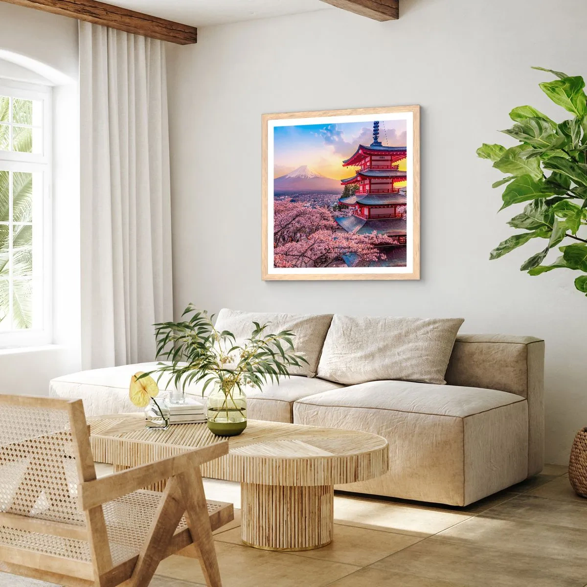 Een poster in een licht eiken lijst - De essentie van de Japanse geest - 40x40 cm