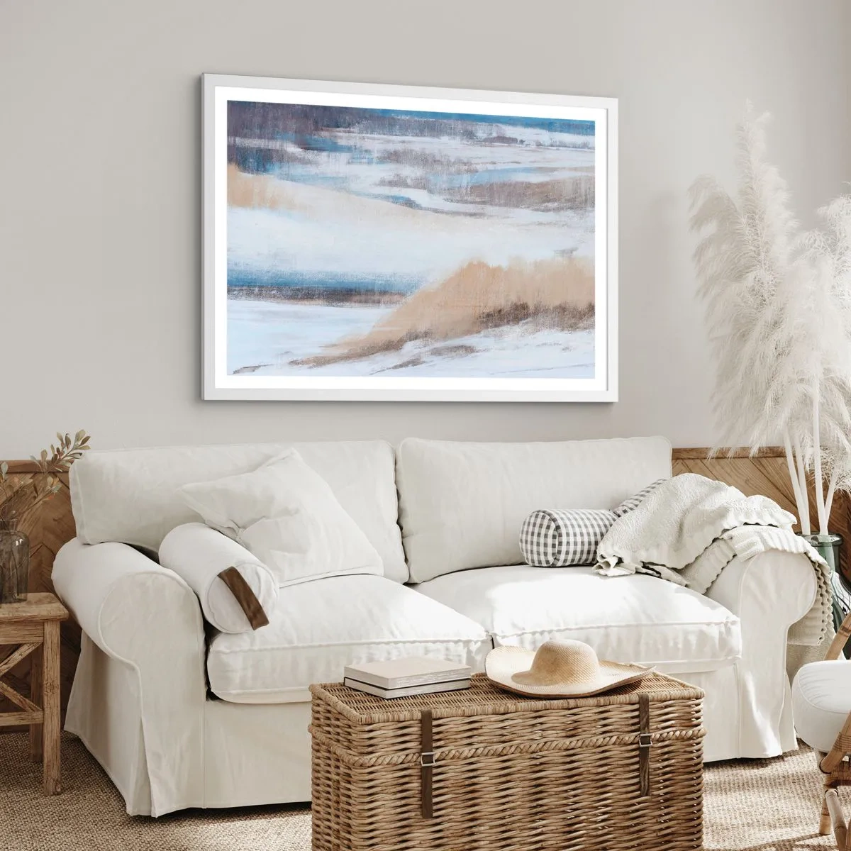 Poster in een witte lijst - Winterse compositie - 100x70 cm