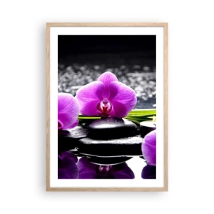 Een poster in een licht eiken lijst - Verdrinken in rust en stilte  - 50x70 cm