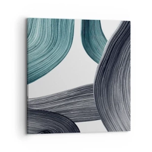 Schilderen op canvas - Smaragdgroene en zwarte paden - 70x70 cm