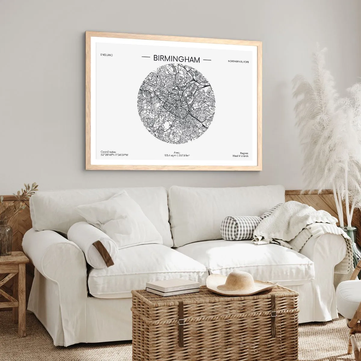 Een poster in een licht eiken lijst - Anatomie van Birmingham - 100x70 cm