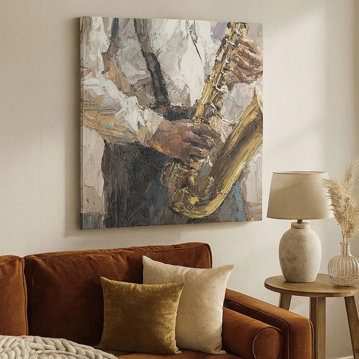 Schilderen op canvas - Tijd om te solo te spelen - 30x30 cm