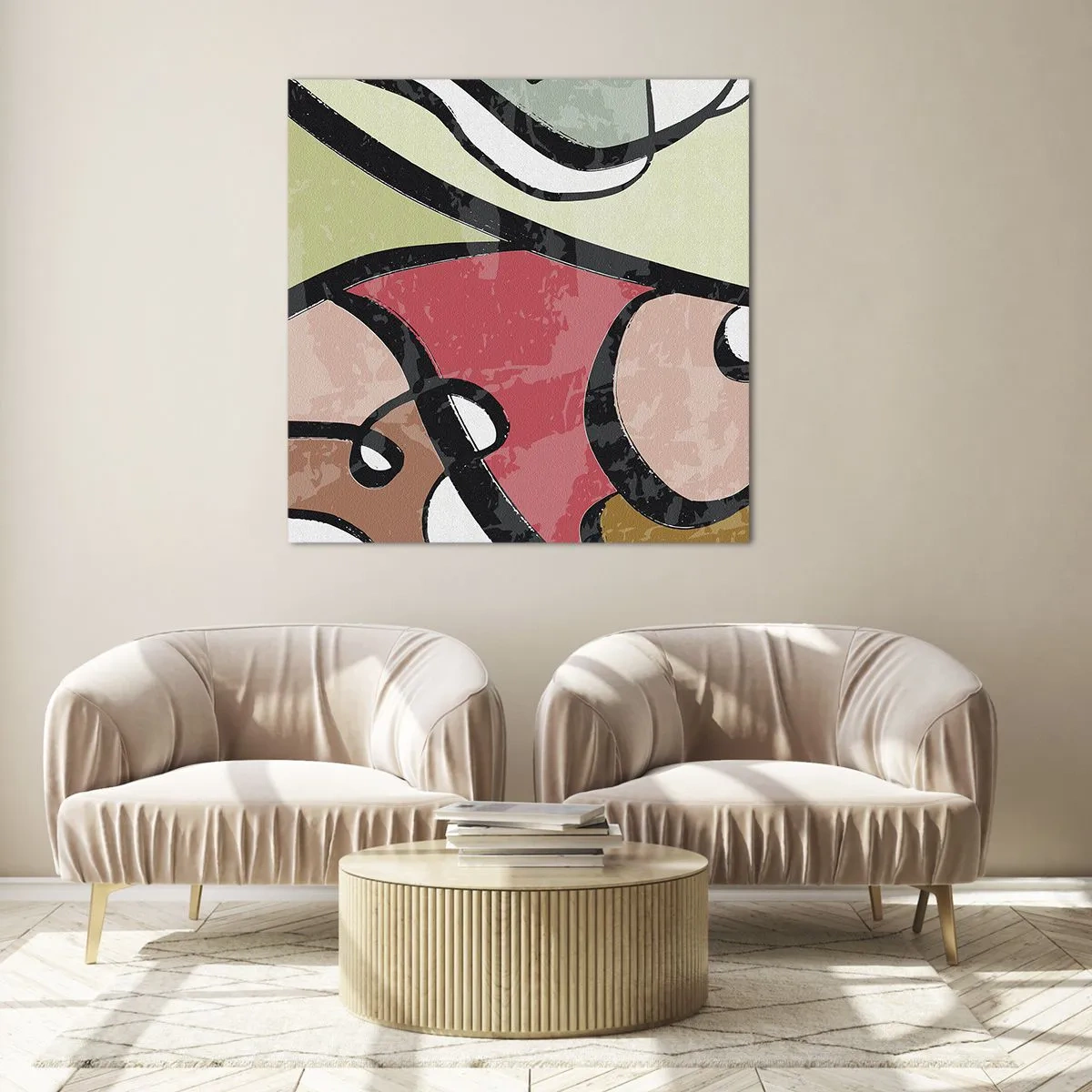 Schilderen op glas - Pirouettes tussen kleuren - 50x50 cm