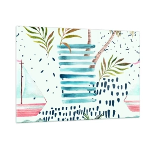 Schilderen op glas - Vakantie onder palmbomen - 120x80 cm