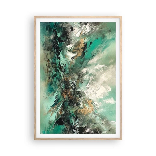Een poster in een licht eiken lijst - Emerald en zwarte branding - 70x100 cm