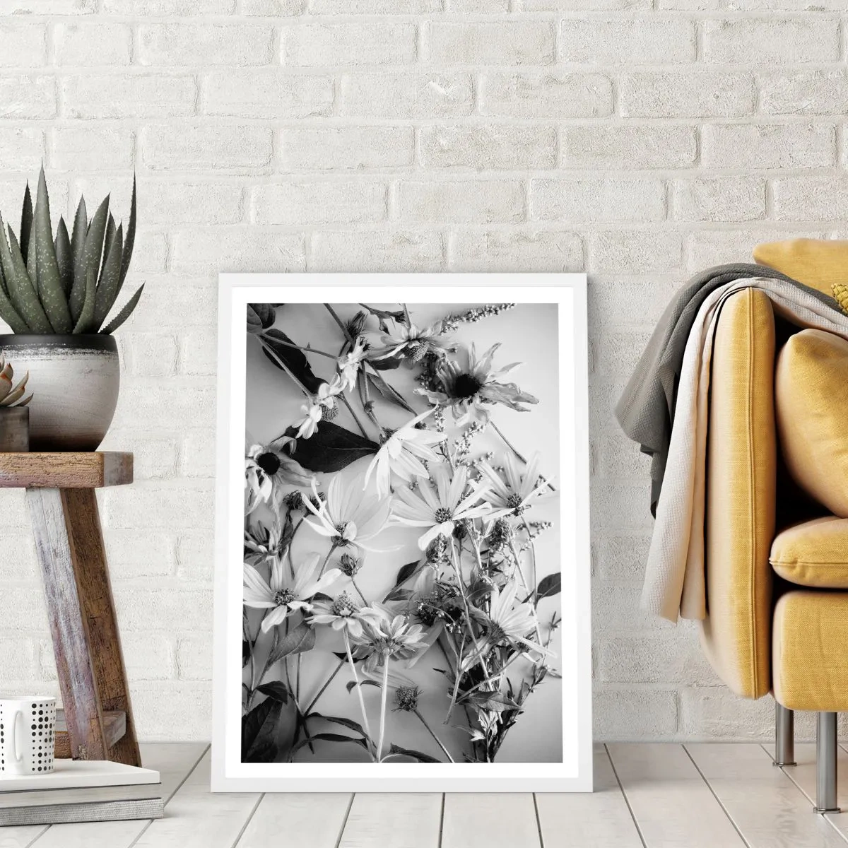 Poster in een witte lijst - Niet-boeket bloemen - 61x91 cm